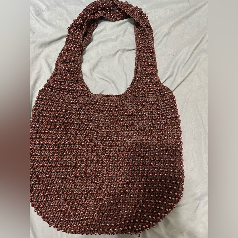 Brown Beaded Women's Bag